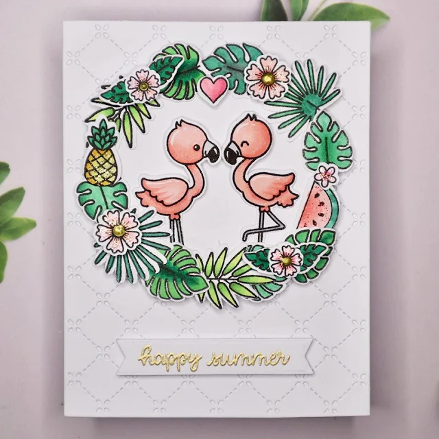 Sunny Studio Stamps: Fabulous Flamingos Customer Card by Femke