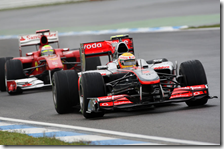 Hamilton e Massa nelle prove libere del gran premio di Germania 2010