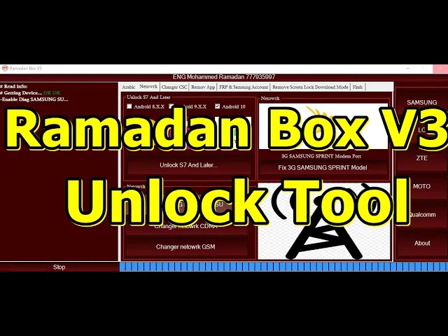 Ramadan Box V3 Unlock Tool Screen Lock Qualcomm Samsung Zte