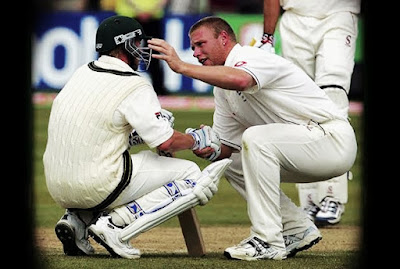 Flintoff Consoling Brett Lee 2005 ahses Top 10 Spirit of Cricket moments of the century