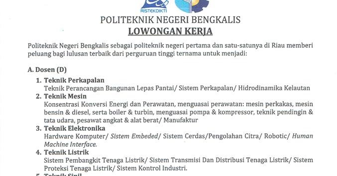 Lowongan Kerja Dosen dan Laboran Politeknik Negeri 