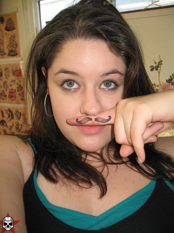 She wanted to get a moustache tattoo but couldn't take the pain