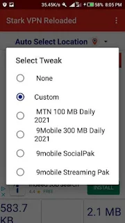 9Mobile 300MB Stark VPN Settings 2021