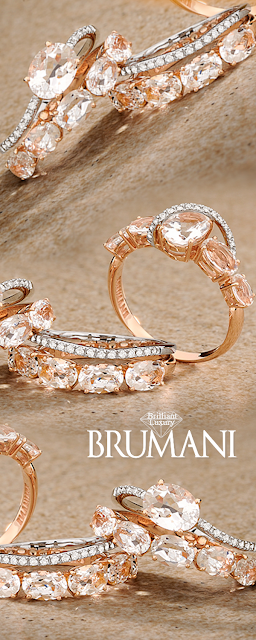 ♦Brumani Looping Shine pink gold diamond translucent quartz rings #jewelry #brilliantluxury