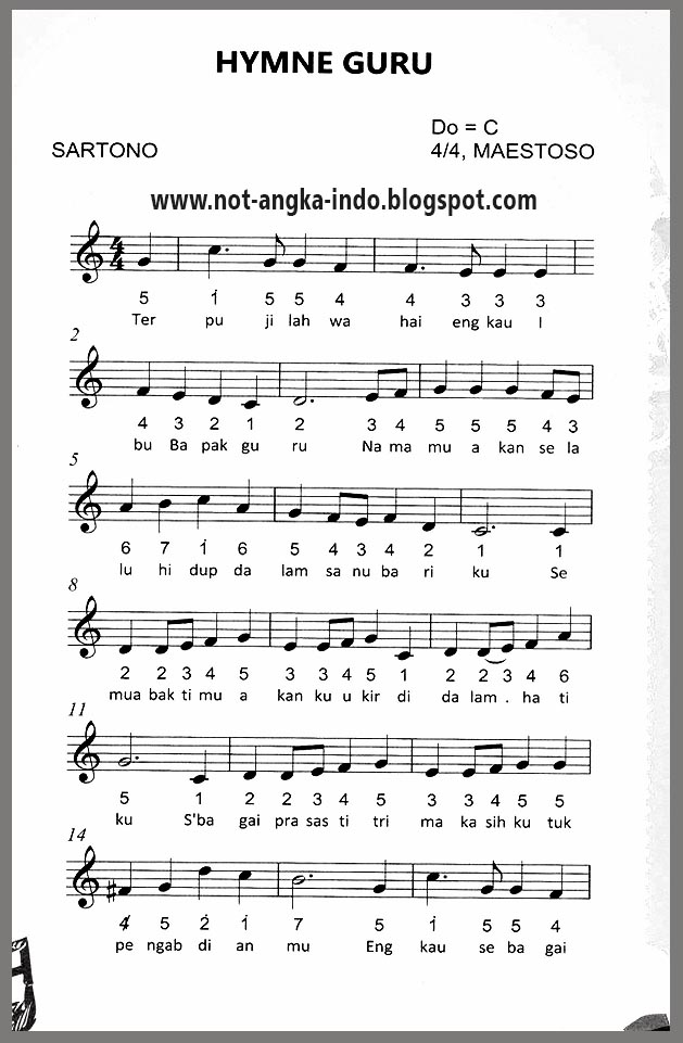 Not Angka Lagu Indonesia - Feedage - 23819425