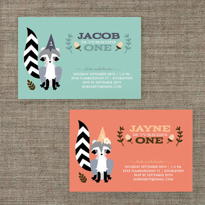 Kids Birthday Party Invitations on Love By Hand  Handmade Hotlist  Raccoon Woodland Kids Birthday Party