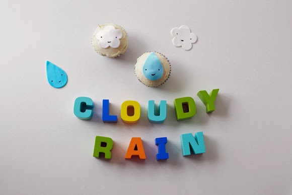 Raindrop and Cloud Cupcake Toppers