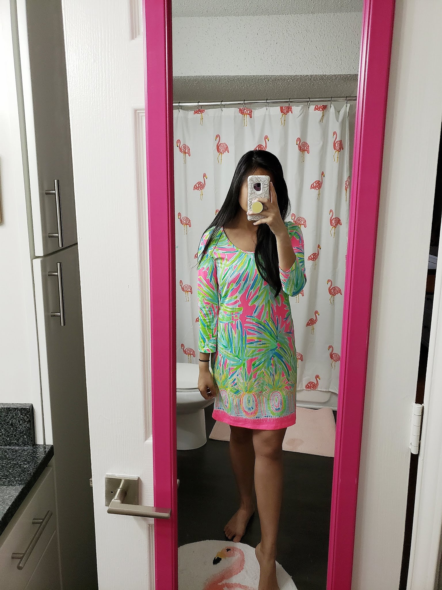 Lilly Pulitzer Beacon Dress in Tiki Pink Royal Lime Engineered