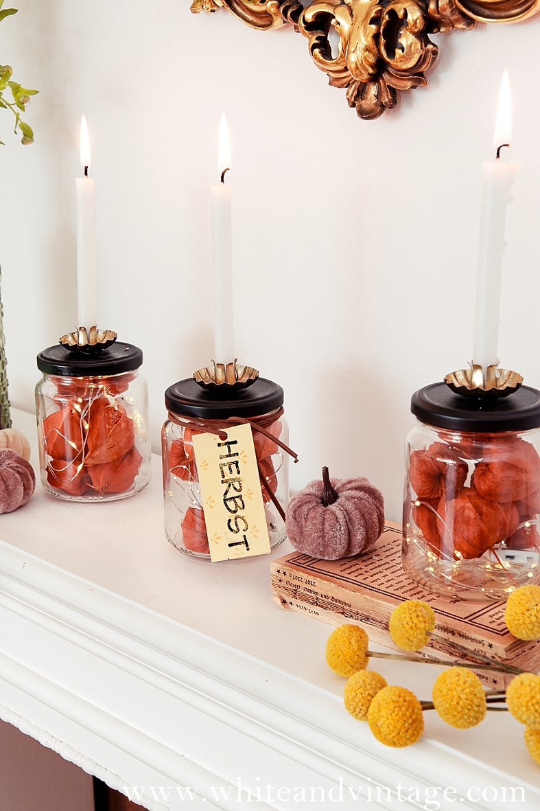 Kerzenhalter aus Marmeladenglas selber machen und herbstlich dekorieren