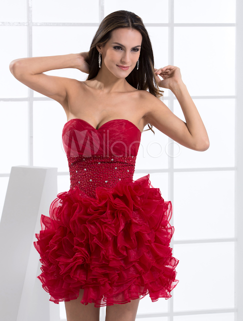 China Wholesale Homecoming Dresses - Elegant Mini Burgandy Tulle Sweetheart Womens Homecoming Dress