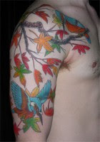 bird tattoo, Flower tattoo