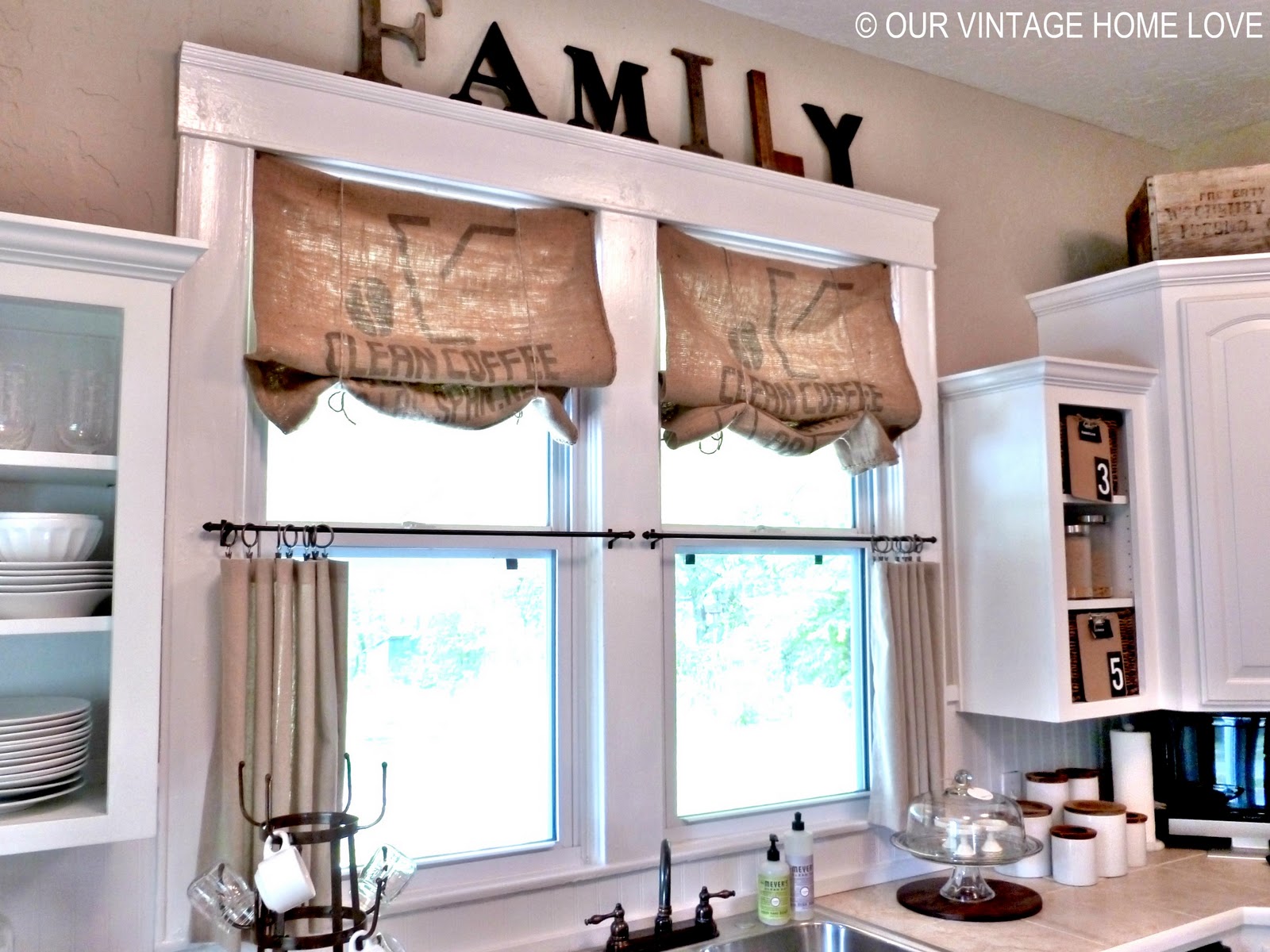 our vintage home love: Inexpensive Window Treatments and a Giveaway