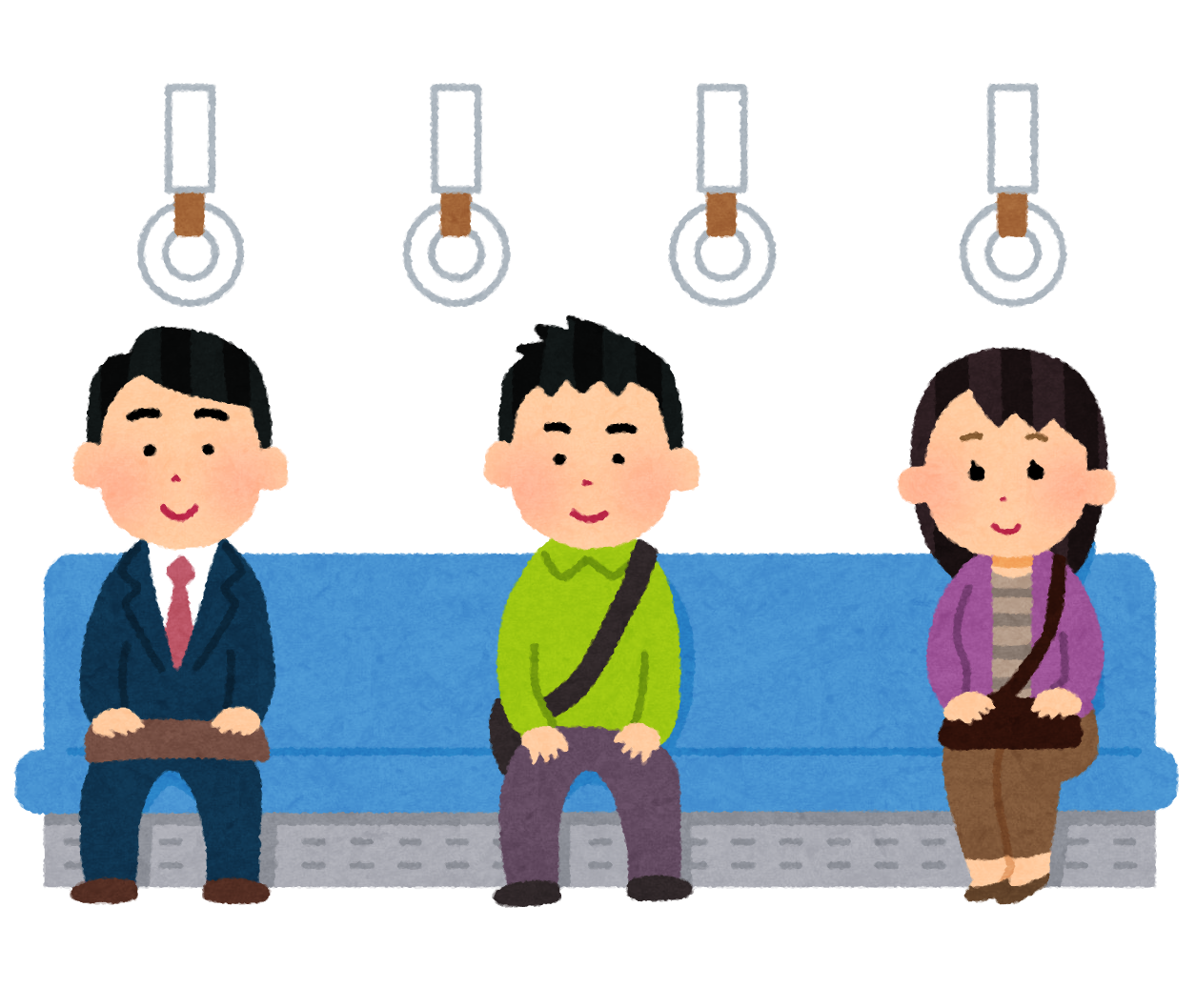 間隔を空けて座る人たちのイラスト 電車 かわいいフリー素材集 いらすとや