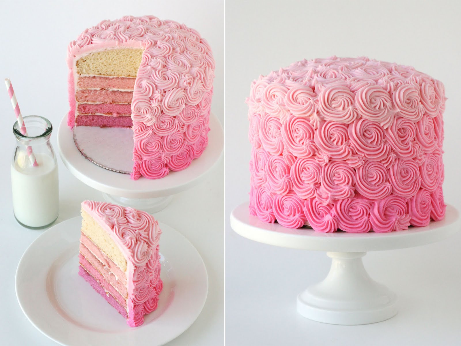 How to create this Pink Ombre Swirl Cake ~