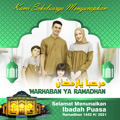 Desain Twibbon Ramadhan Keluarga Biru  Twibbon Ramadhan Keluarga   PASANG TWIBBON