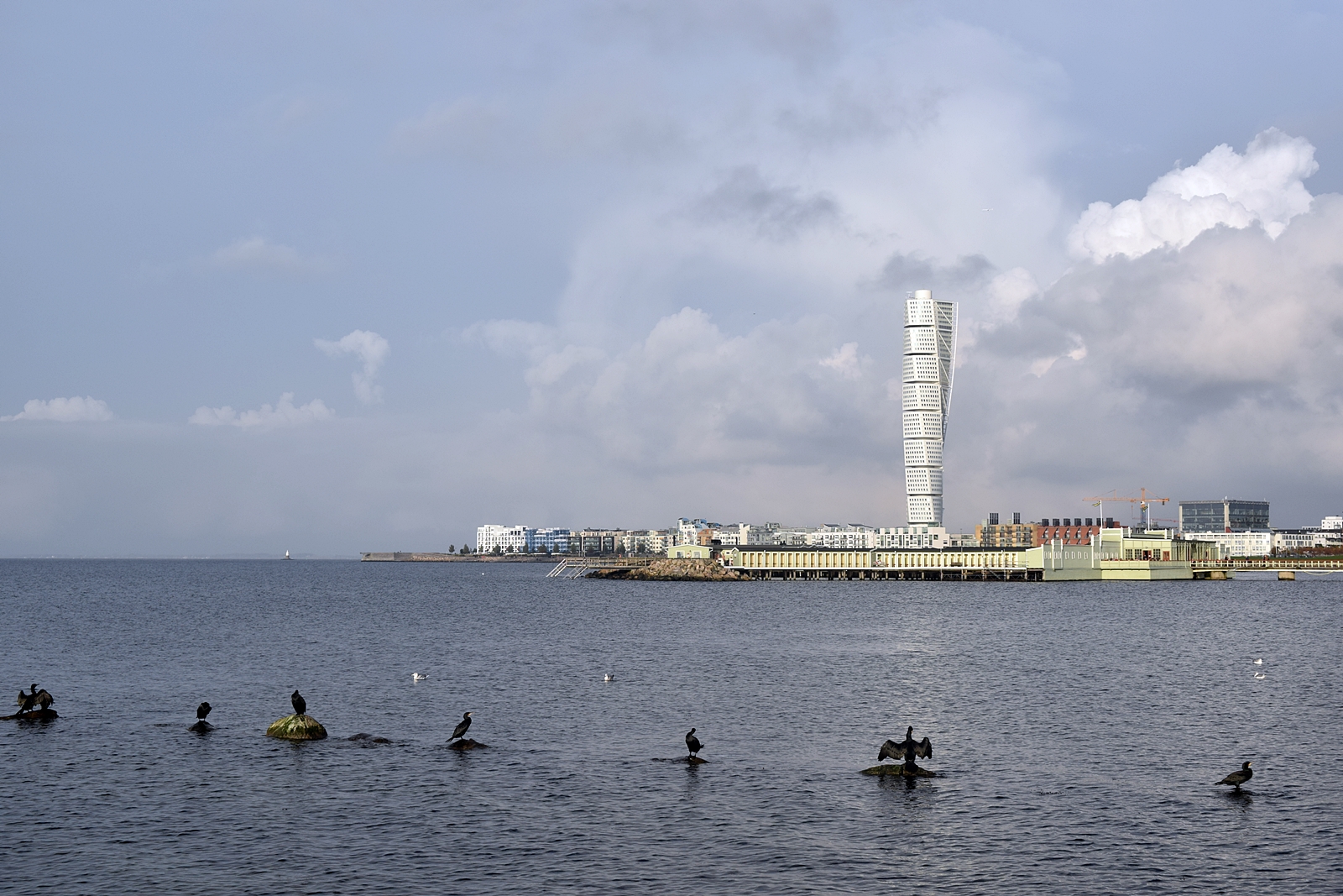 Malmö beach and the Turning Torso in the background