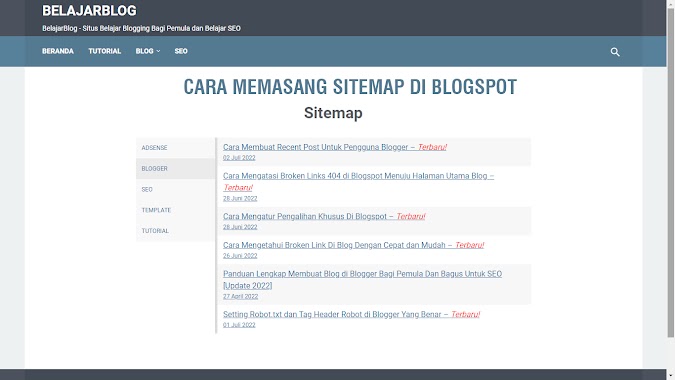 Cara Membuat Sitemap Di Blogspot Responsive dan Fast Loading