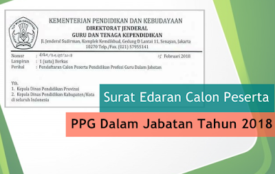  Dalam rangka pelaksanaan sertifikasi bagi guru dalam jabatan melalui Pendidikan Profesi G Inilah Surat Edaran Pendaftaran Calon Peserta PPG Dalam Jabatan Tahun 2018