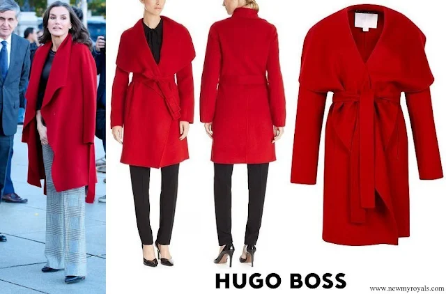 Queen Letizia wore HUGO BOSS Catifa Wool Cashmere Shawl-collar Coat