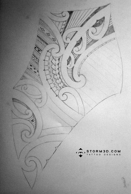 samoan mauri shoulder back tattoo flash In the centre of the pencil sketch
