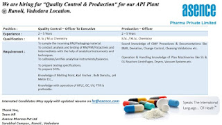 Asence Job Vacancy For QC and Production Dept