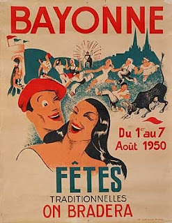 bayonne 1950 pays basque affiche fêtes