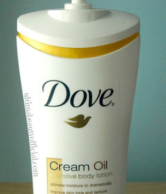 White bottle, Dove Cream Oil Body Lotion