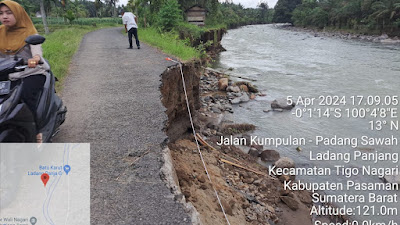 Dinas PUPR Pasaman ,Segera Tangani Jalan Rusak Ladang Panjang Barat Akibat Gerusan Air.