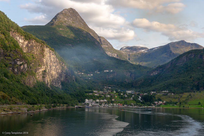 Geiranger, Norway. Photo by Corey Templeton. August 2018. This was from the scenic village of Geiranger as the ship was leaving.