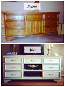 before and after dresser tv entertainment console refinish redo repaint