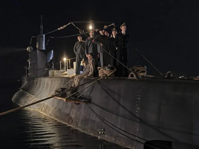 el submarino Cappellini, escenario de la película Comandante, rodando entre Taranto y Roma