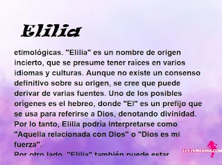 significado del nombre Elilia