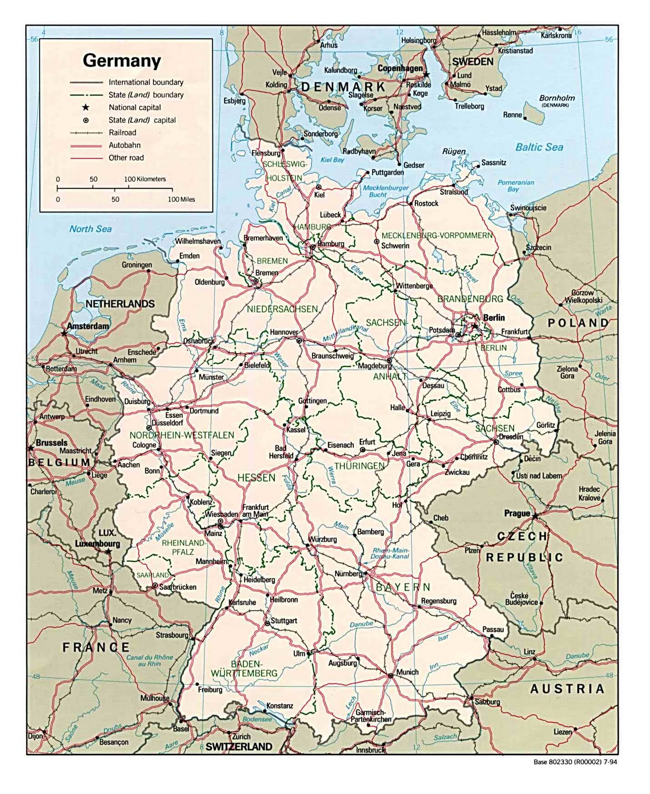 Tyskland karta med Berlin, Hamburg, Lübeck, Frankfurt och München