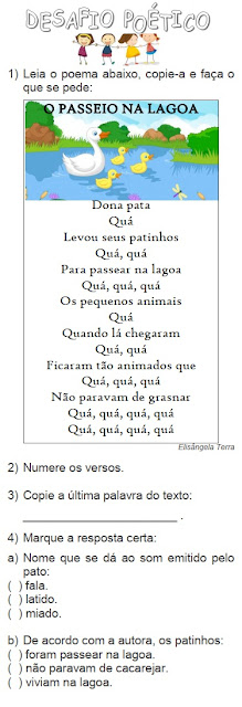 poema e imagem jpg de pata e patinhos nadando na lagoa