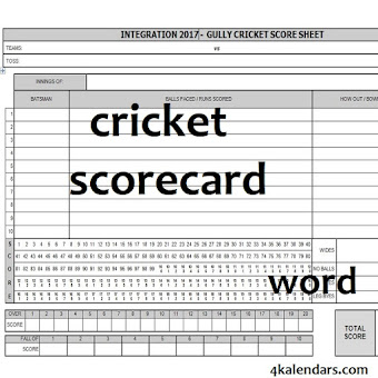 6 Cricket Score Card Sheet Excel Pdf And Doc Calendars Kalendar Calendario