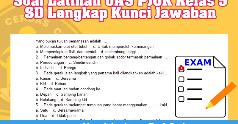 Soal Latihan UAS PJOK Kelas 5 SD Lengkap Kunci Jawaban