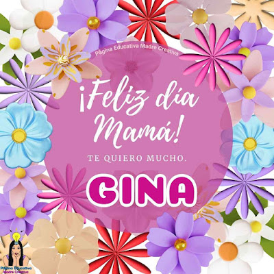 Cartel Feliz día Mamá con nombre Gina