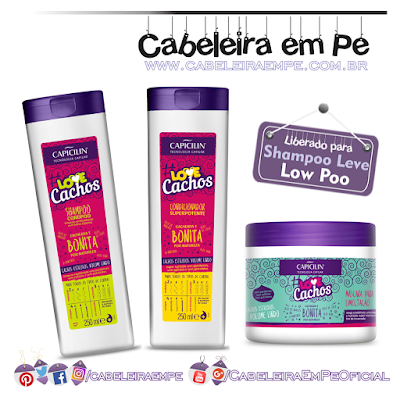 Linha de cuidados diários # Love Cachos - Capicilin (Shampoo, Condicionador e Máscara liberados para Low Poo)