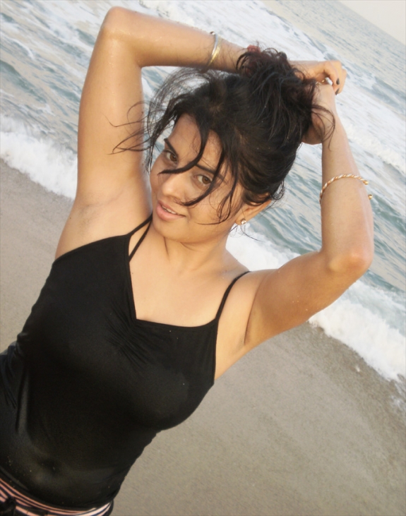 Prachee Adhikari in Black Dress @ Beach hot Pics