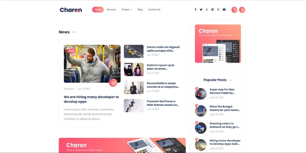 The image shows that Charon Blogger Template is best adsense ready blogger template.