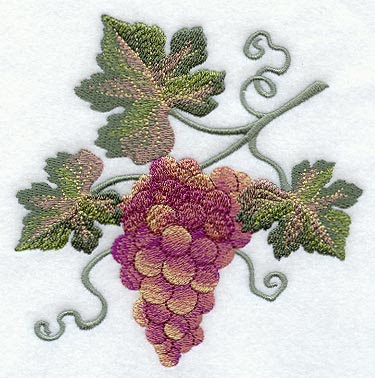Grapes Embroidery design with beautiful stitched leaves