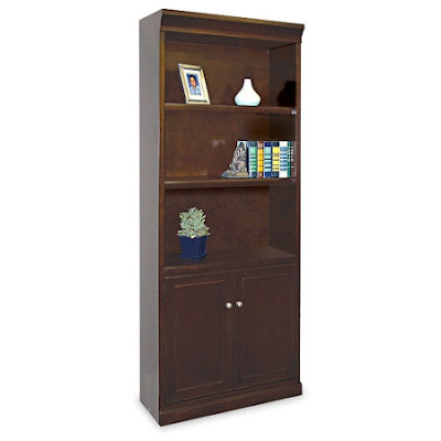 espresso 5-shelf bookcase with doors