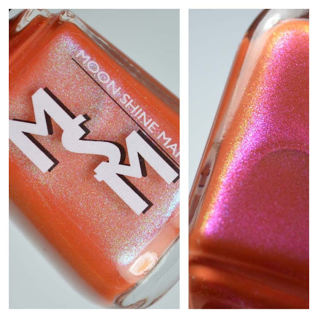 tangerine shimmer nail polish in a bottle