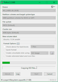 Gambar 3 Membuat Bootable Linux Ubuntu di Flashdisk Menggunakan Software Rufus