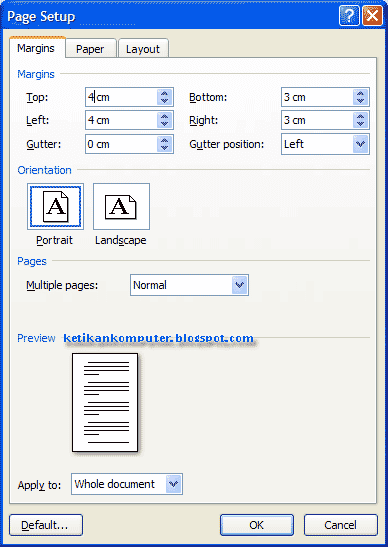 membuat margin di ms word 2007