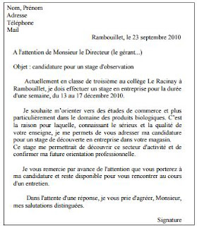 exemple lettre de motivation stage d'observation 3ème