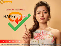 actress rashmika mandanna winking pictures with hbd wish text