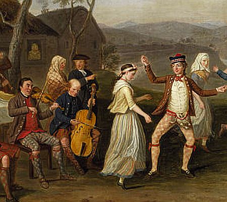 fiddle and cello play for Highland country dances 1700s