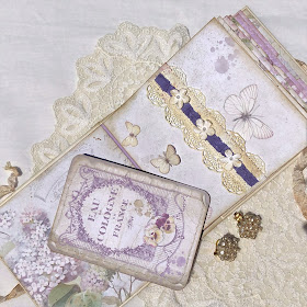  Sara Emily Barker https://sarascloset1.blogspot.com/2019/05/mini-album-tour-featuring-stamperia.html Stamperia Lilac Flowers Tim Holtz Entomology Lace Baseboard Frames Mini Album Tour 6