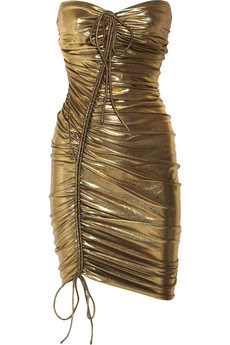 Metallic ruched bandeau beach dress